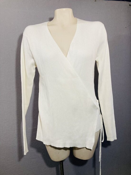 NATIVE YOUTH Sweaters - Native Youth Wrap Sweater Long Sleeve White Size 18 Ballet Core Cozy